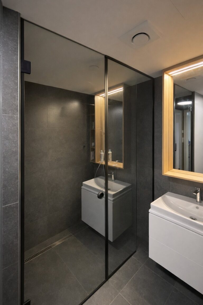 sprchové dveře s černým rámečkem